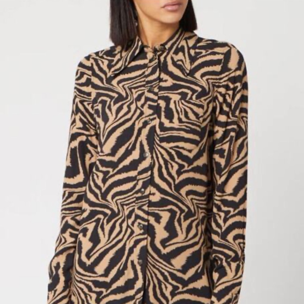 Ganni Zebra Shirt Dress Size 36